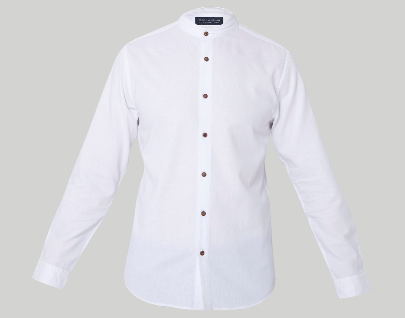 White Mandarin Collar Slim Fit Shirt