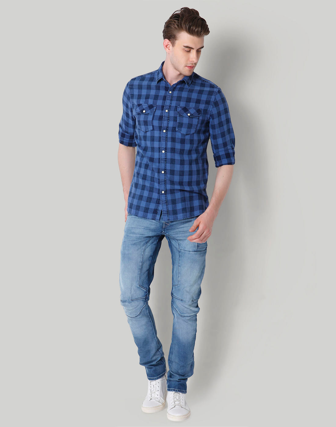 Blue Check Slim Fit Shirt