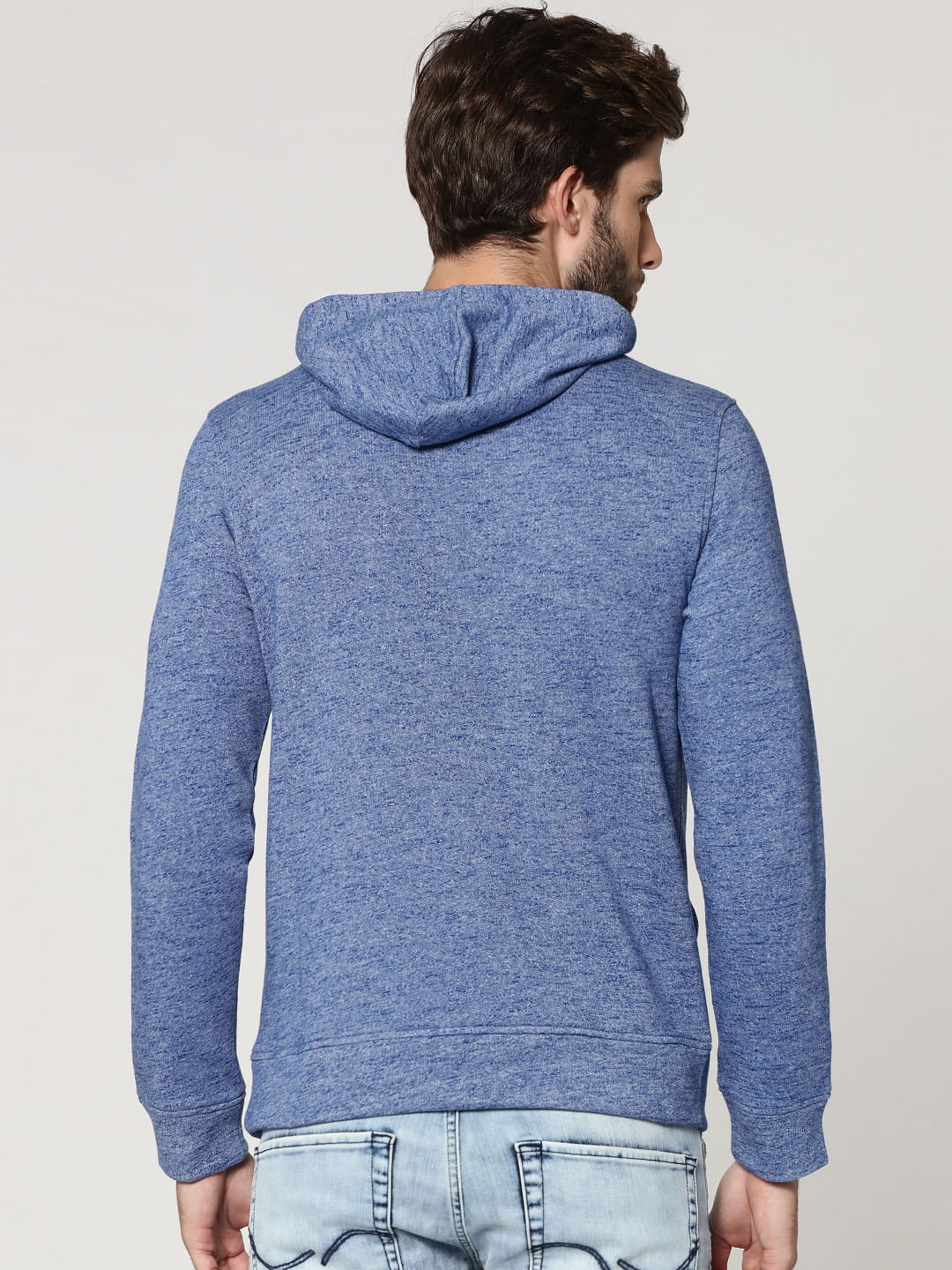 Blue Graphic Print Hooded Sweatshirt