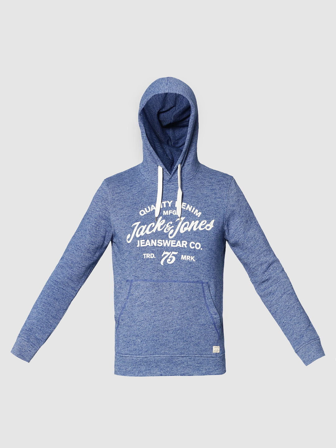 Blue Graphic Print Hooded Sweatshirt