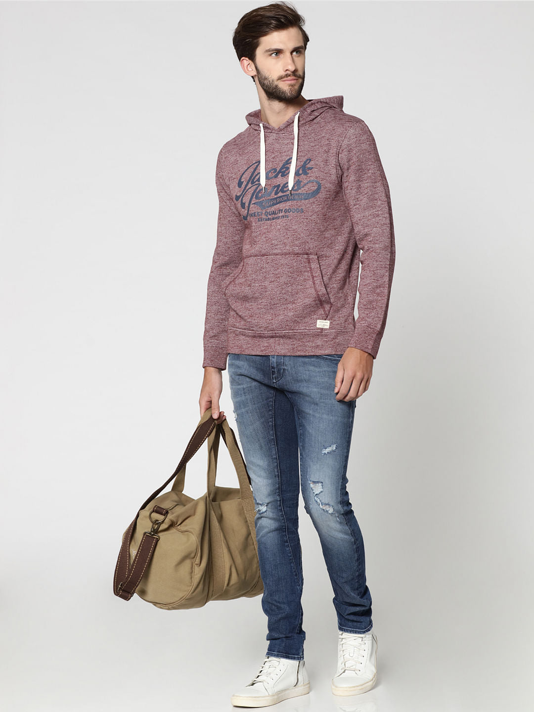 Red Graphic Print Hooded Sweatshirt