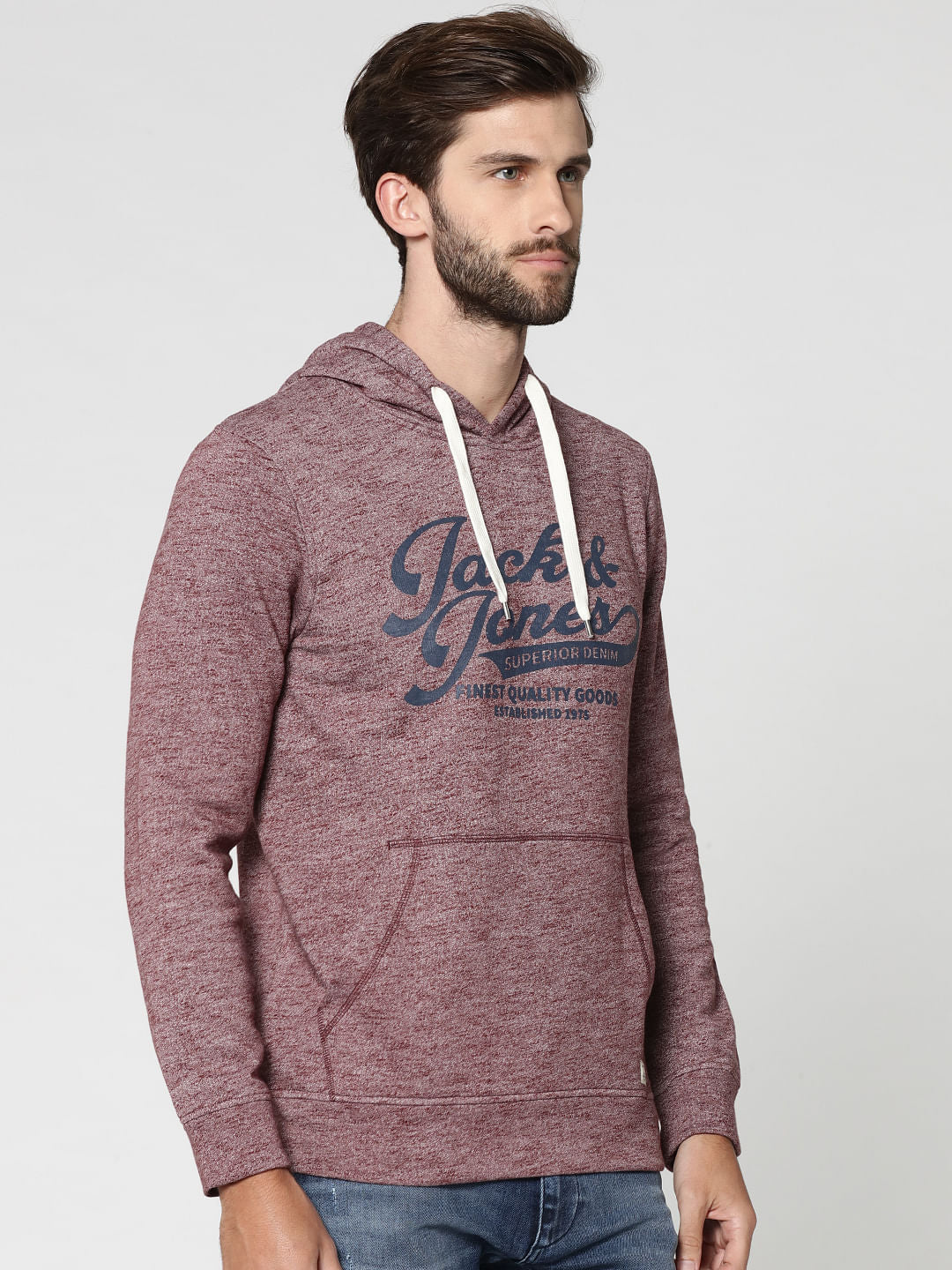 Red Graphic Print Hooded Sweatshirt