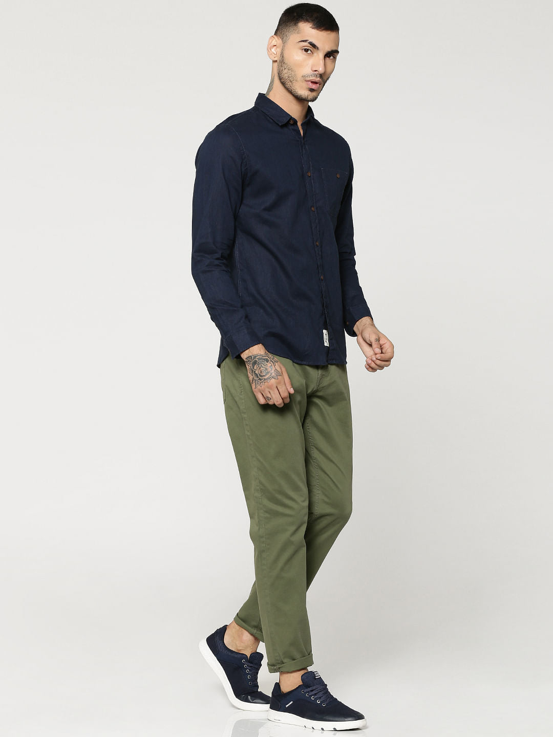Olive Green Tim Slim Fit Trousers