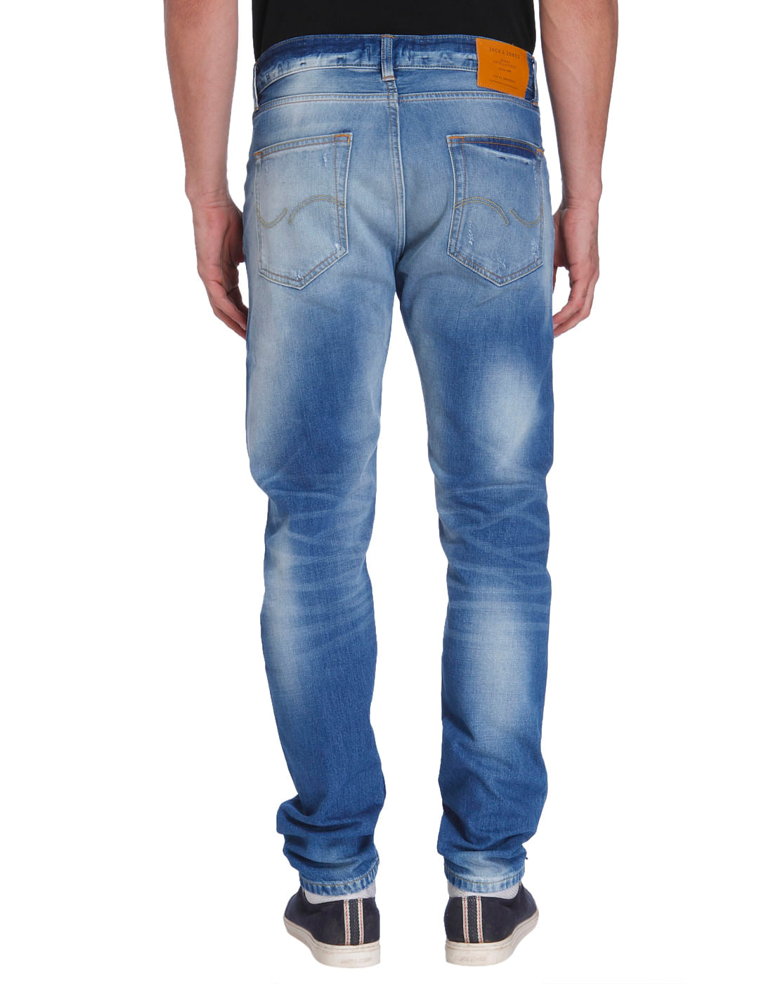 Blue Mild Distressed High Rise Regular Fit Jeans