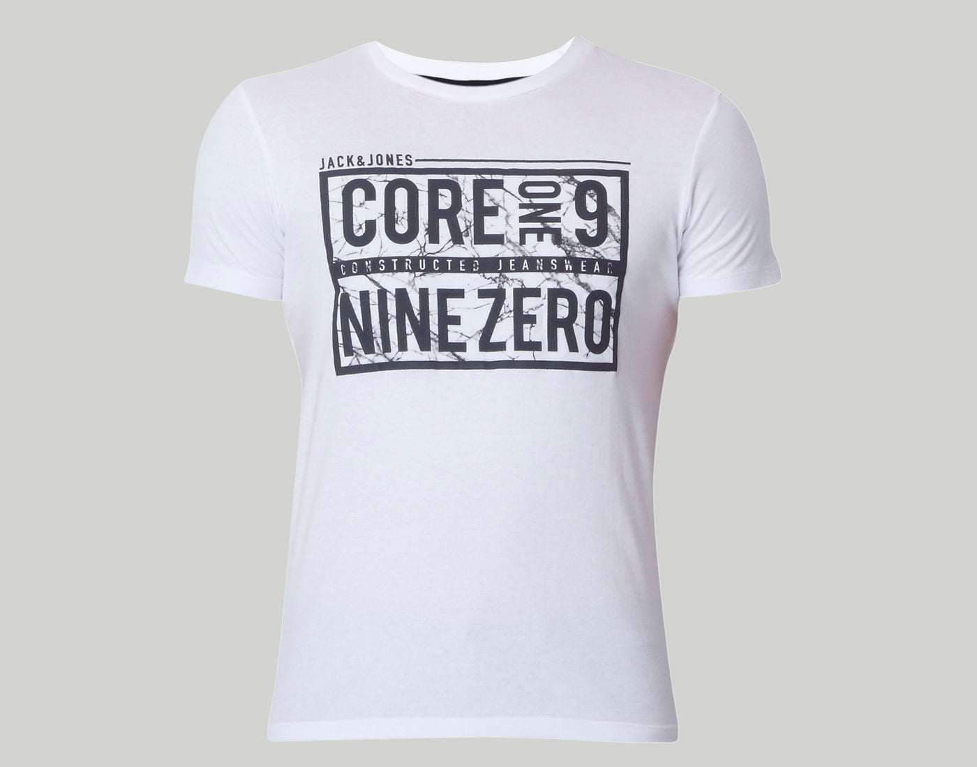 White Text Print Crew Neck T-Shirt