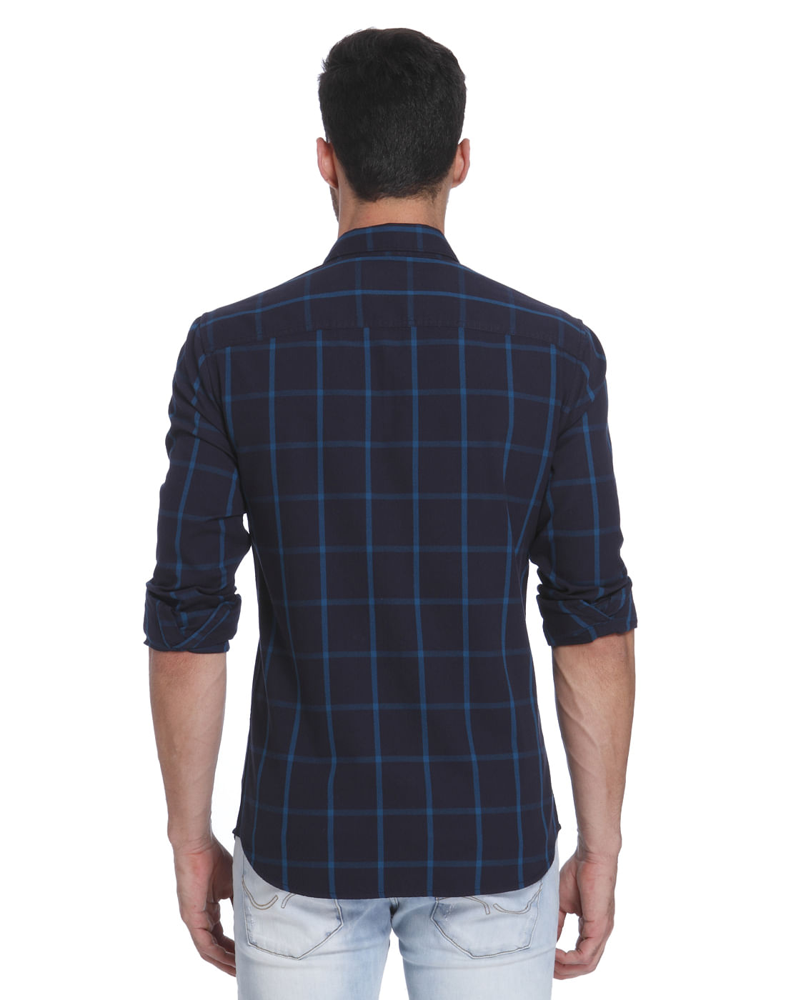 Dark Blue Check Slim Fit Shirt