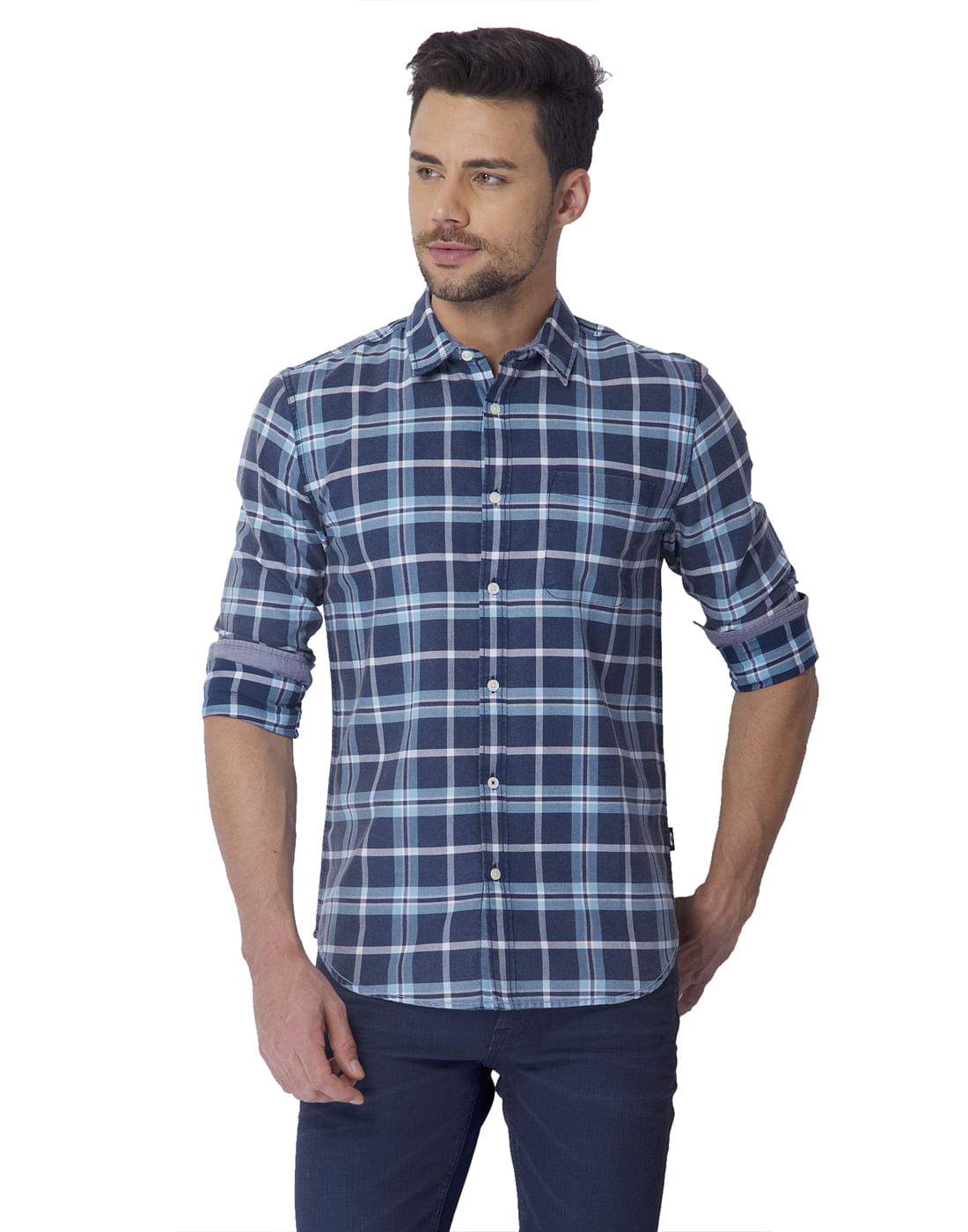 Blue Check Slim Fit Shirt