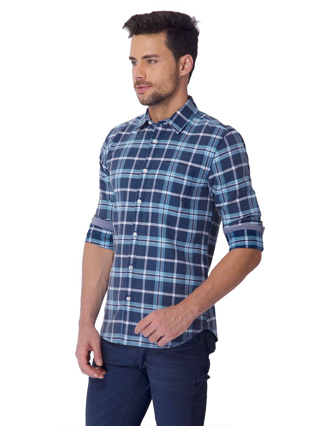 Blue Check Slim Fit Shirt
