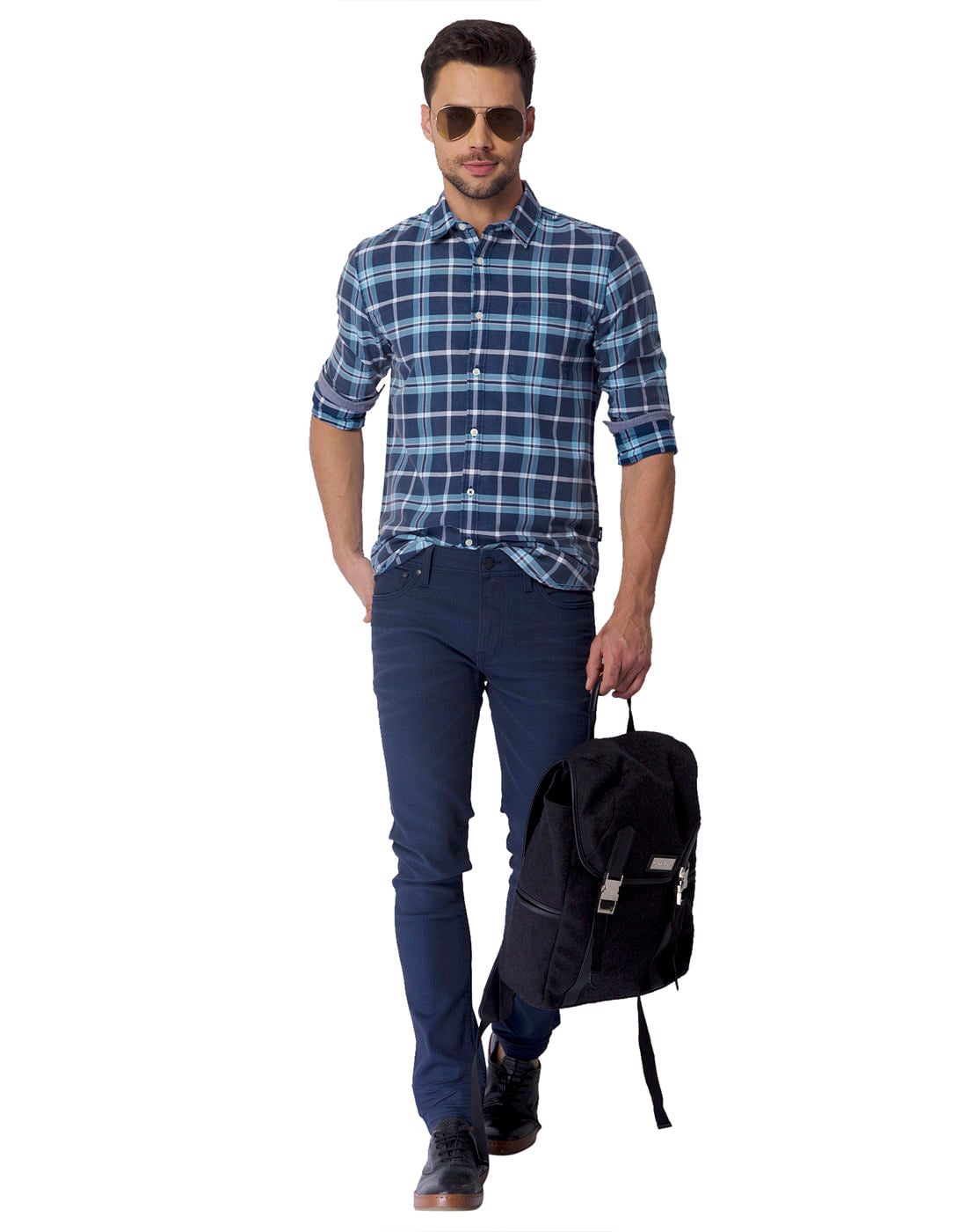Blue Check Slim Fit Shirt