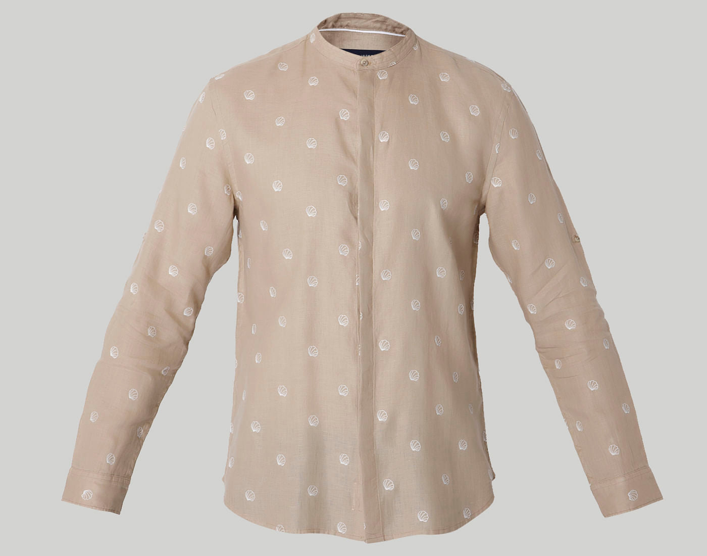 Beige Printed Linen Shirt