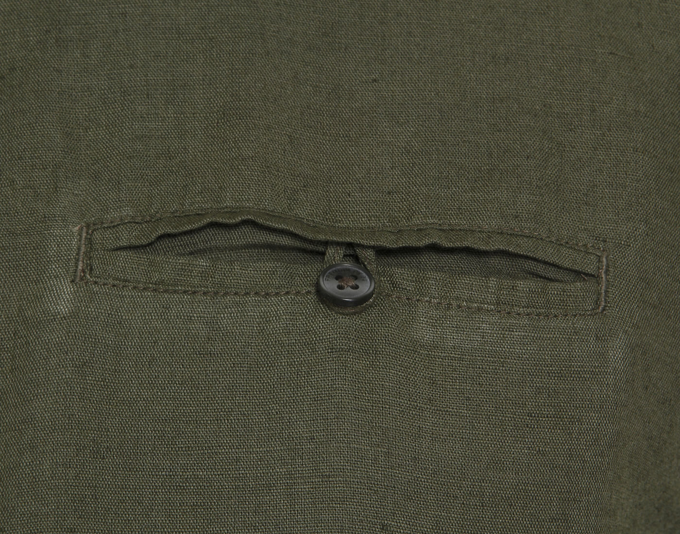 Olive Green Mandarin Collar Linen Shirt