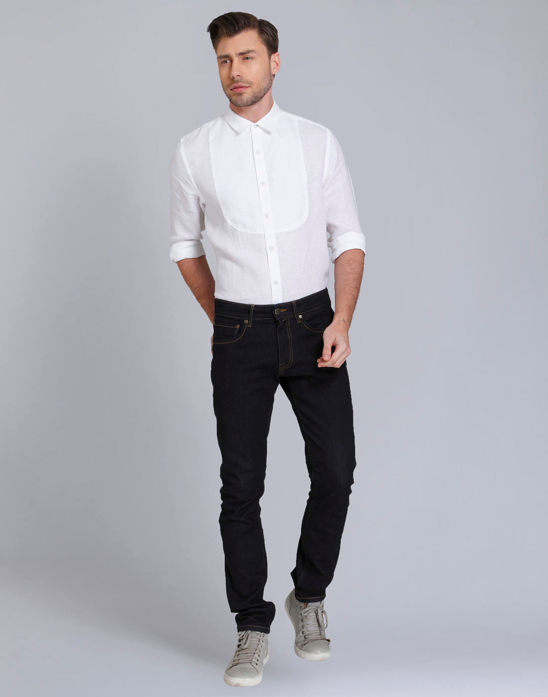White Linen Slim Fit Shirt