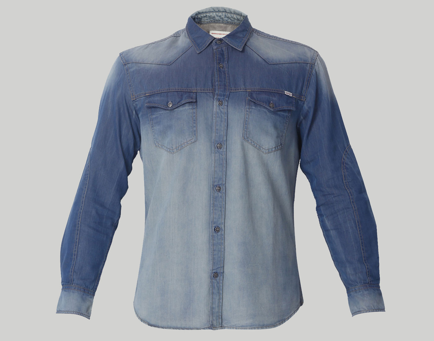 Blue Distressed Denim Shirt
