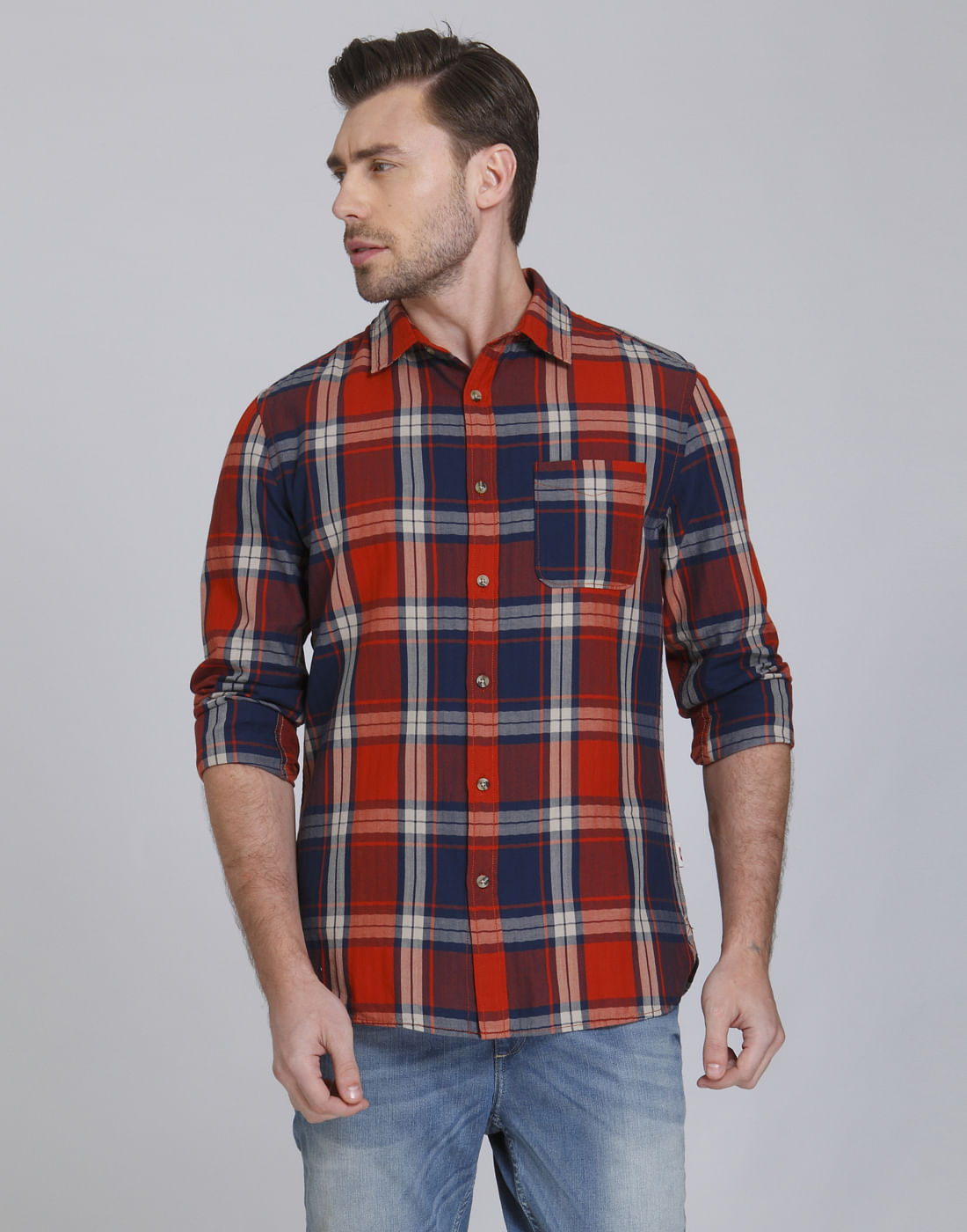 Rust Check Slim Fit Shirt - S