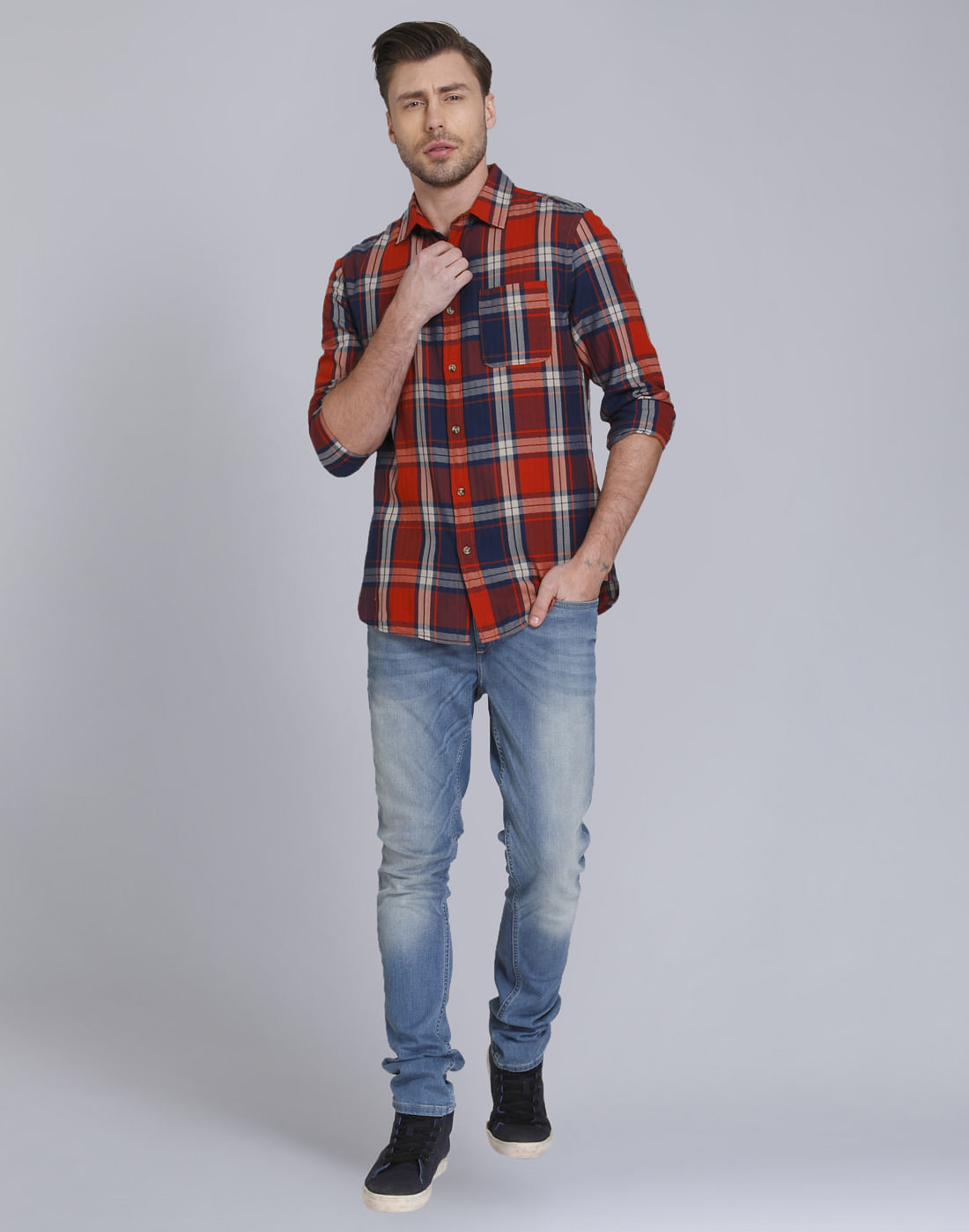 Rust Check Slim Fit Shirt