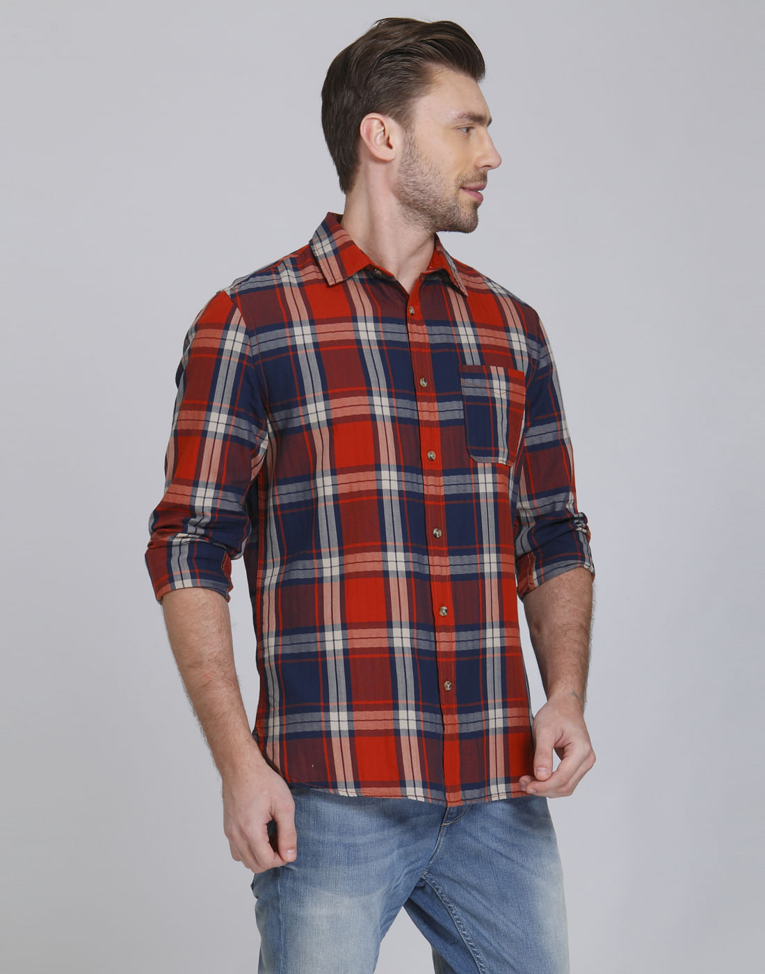 Rust Check Slim Fit Shirt