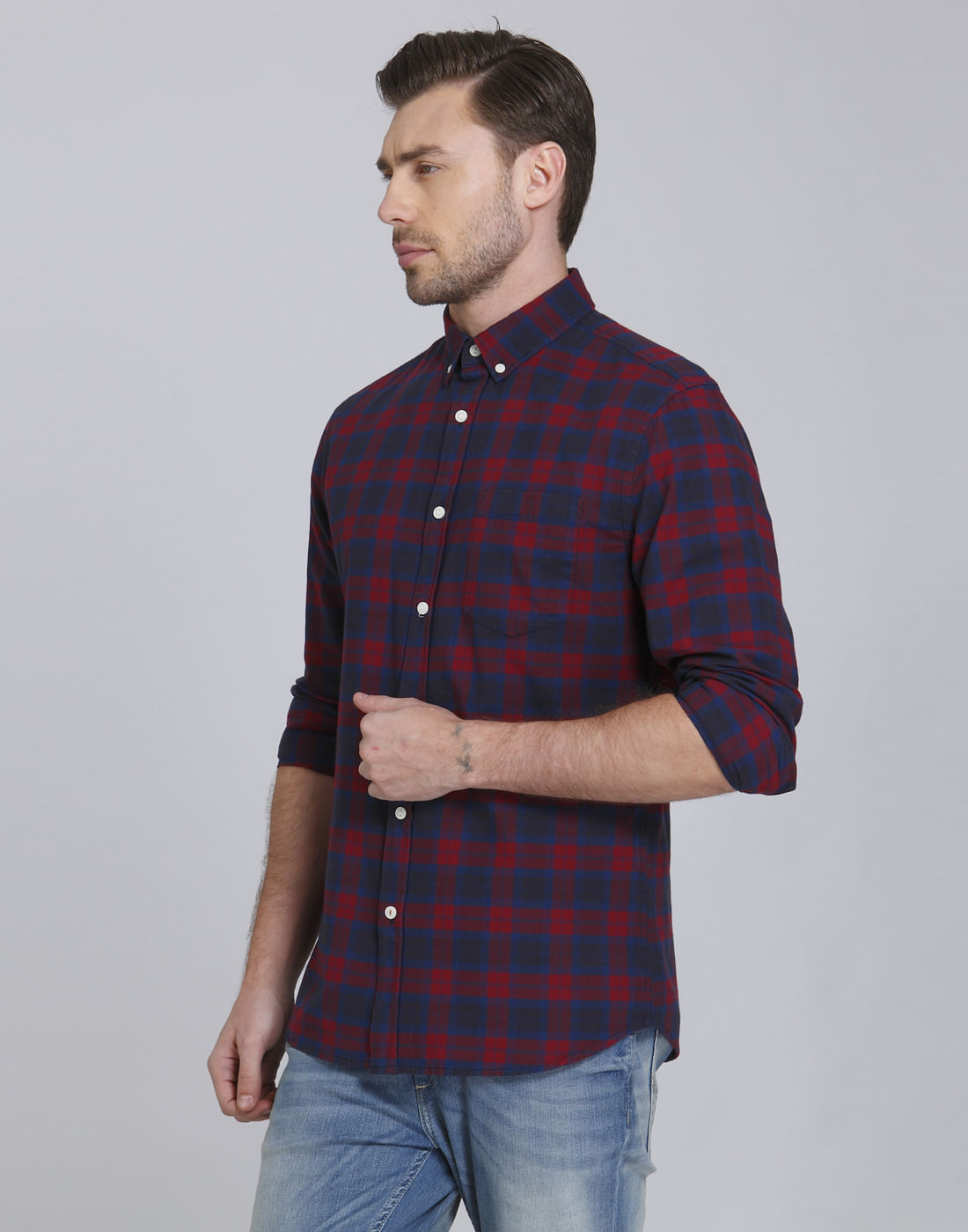 Red Check Slim Fit Shirt