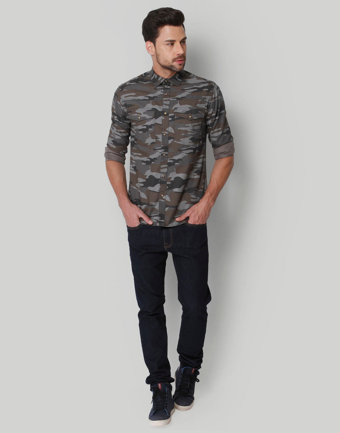 Green Camo Print Shirt