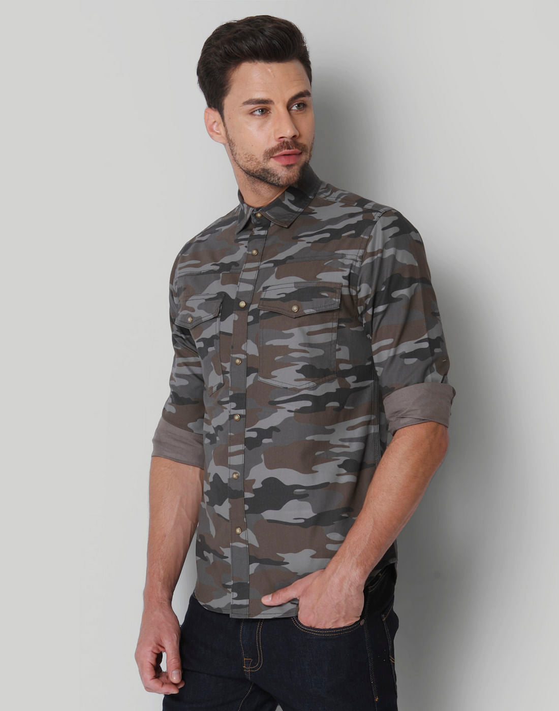 Green Camo Print Shirt