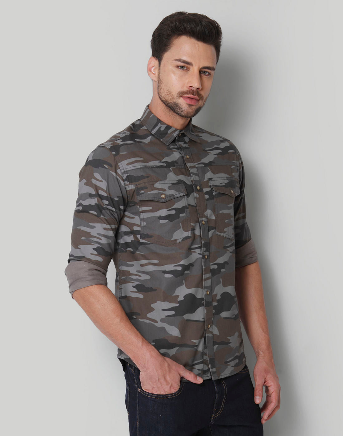 Green Camo Print Shirt