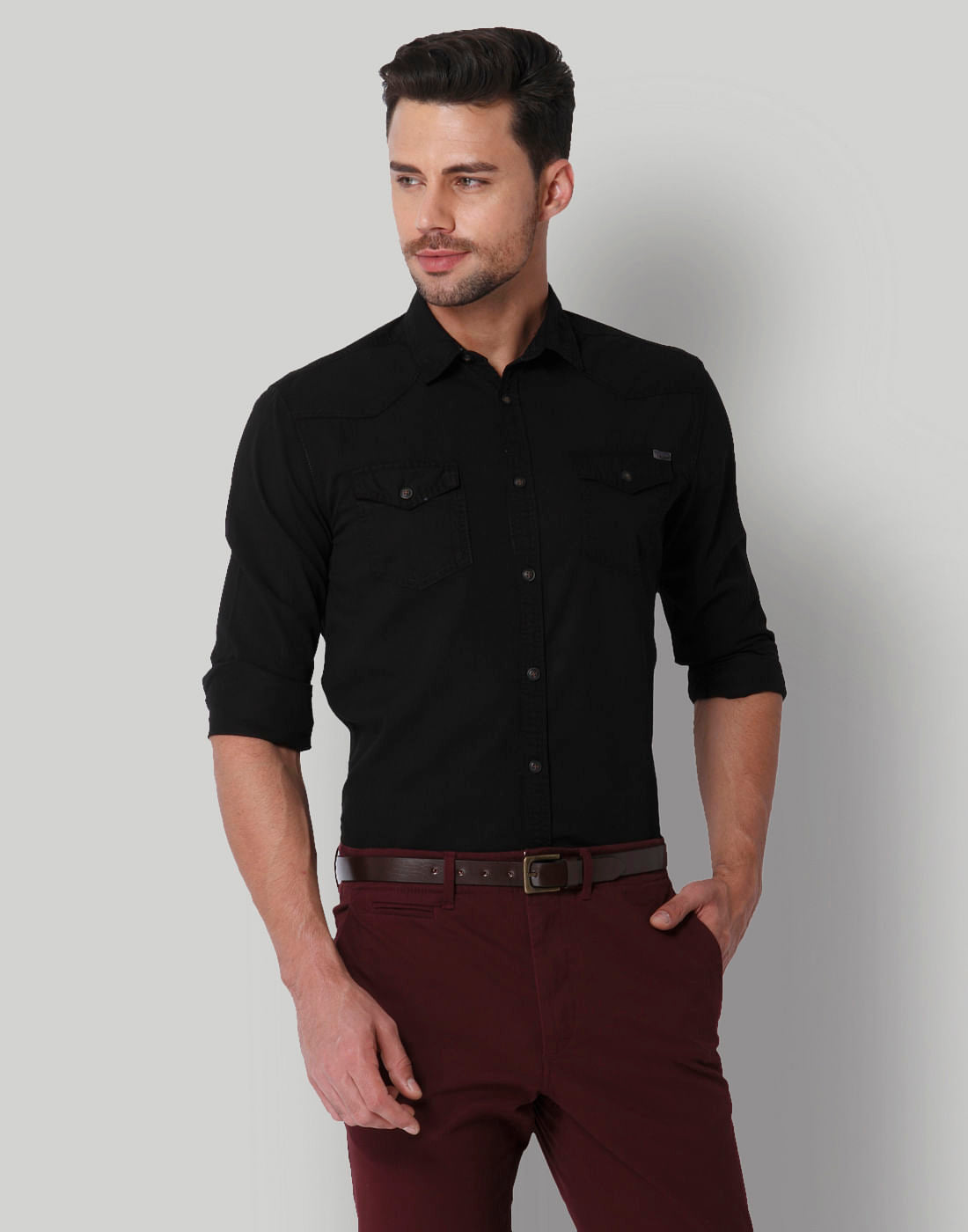 Black Regular Fit Shirt - S