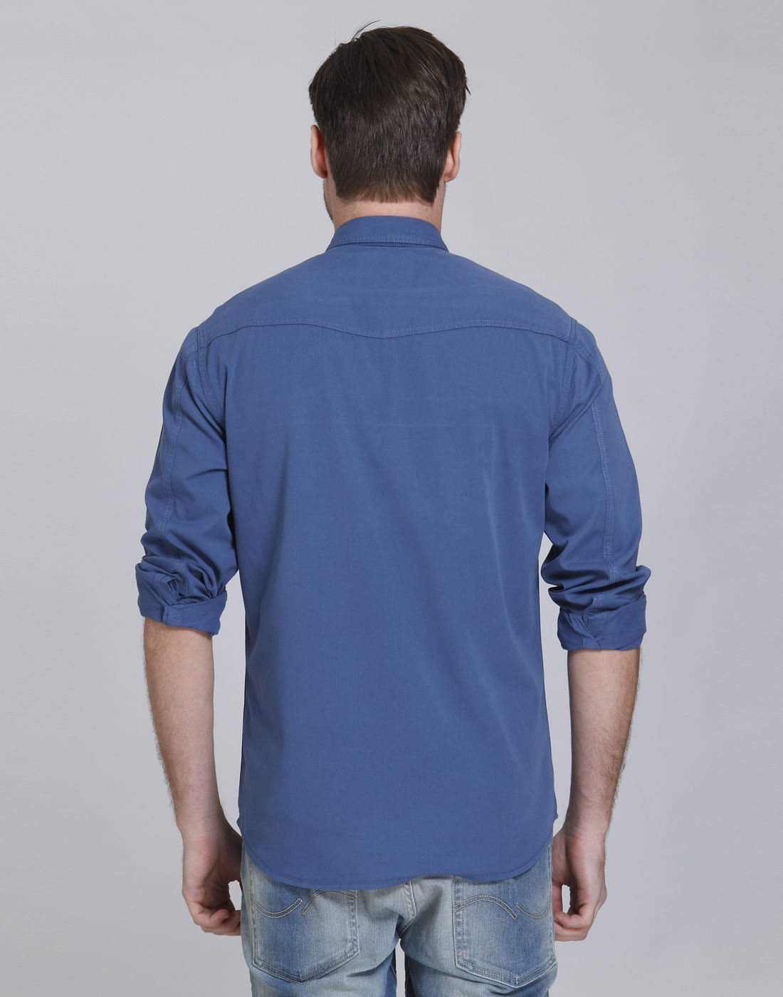 Blue Over Dyed Slim Fit Shirt