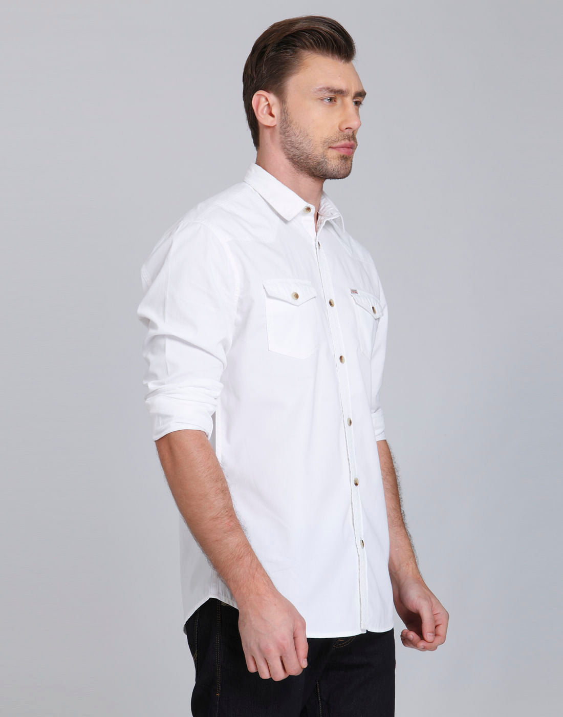 White Over Dyed Slim Fit Shirt