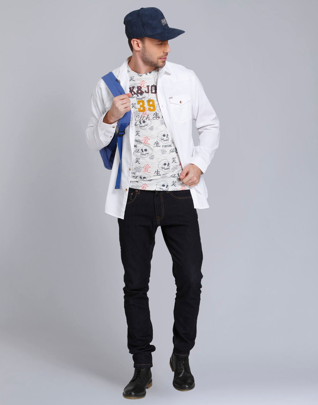 White Over Dyed Slim Fit Shirt