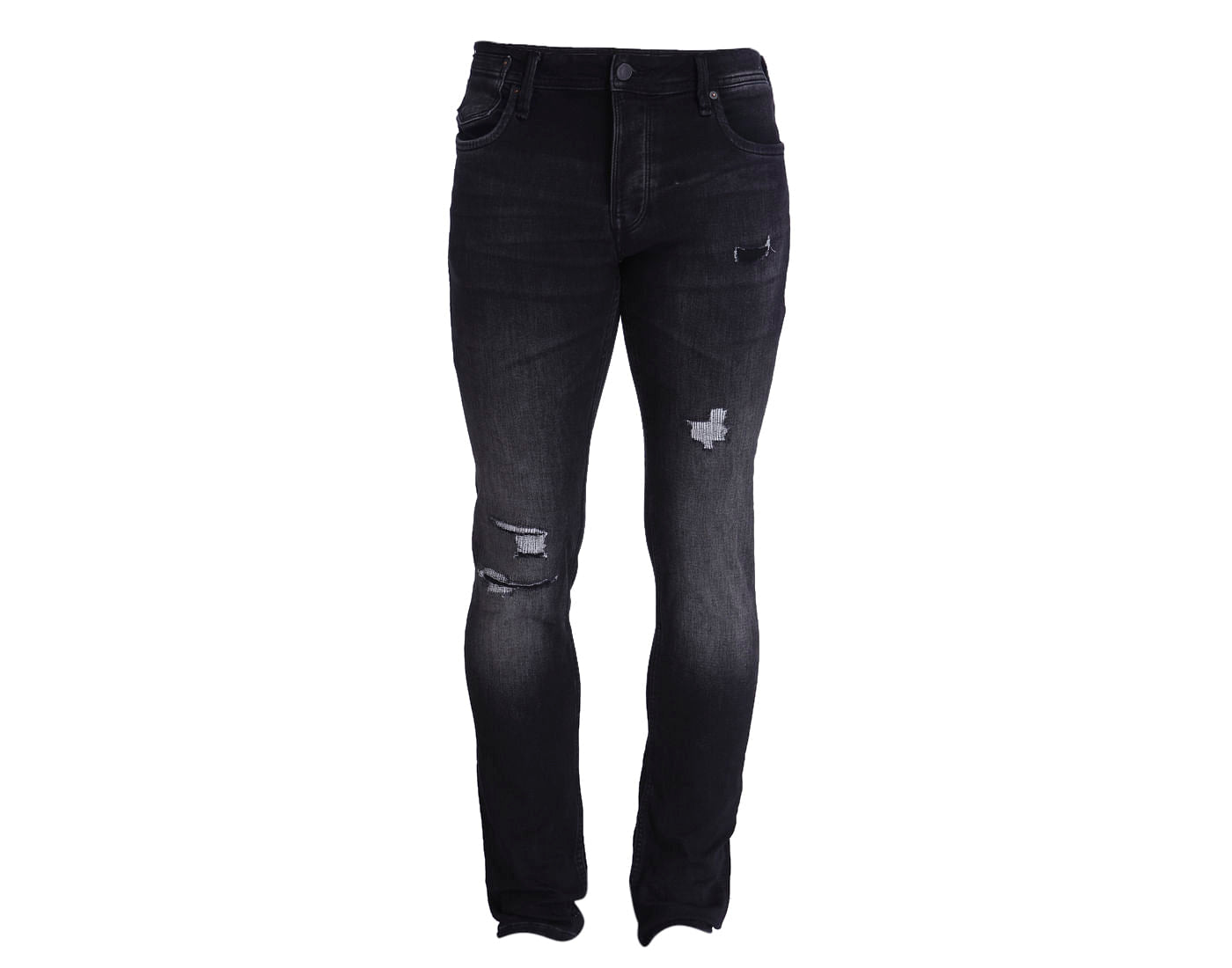 Black Distressed Low Rise Slim Fit Jeans
