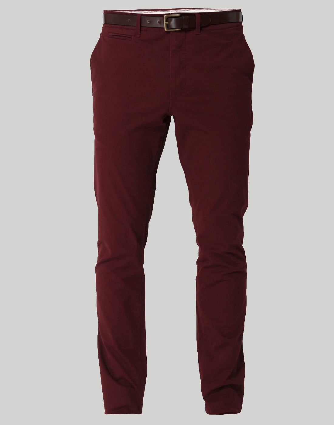 Burgundy Mid Rise Slim Fit Pants