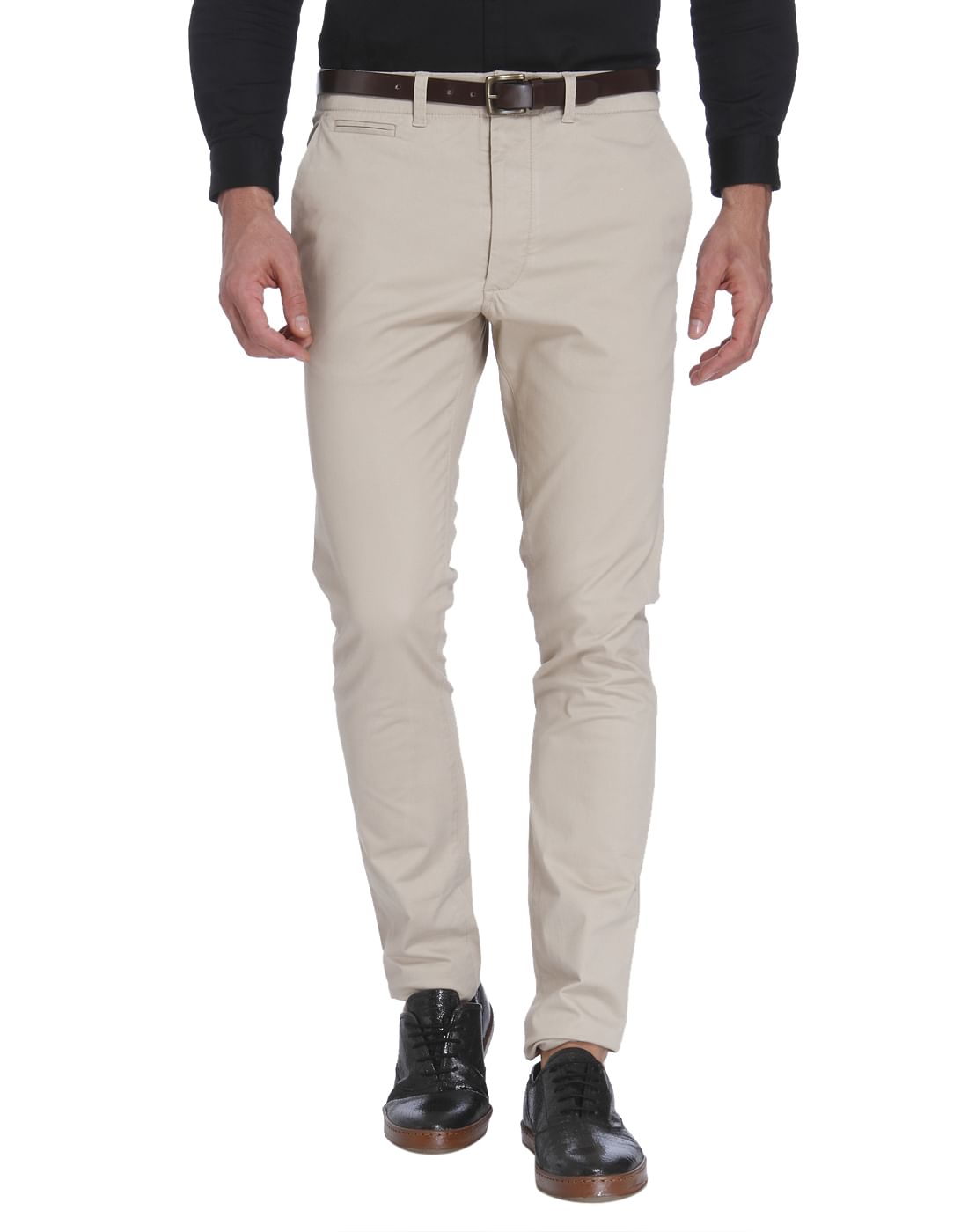 Cream Slim Fit Trousers - 28