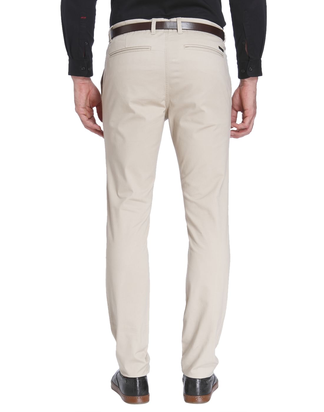 Cream Slim Fit Trousers