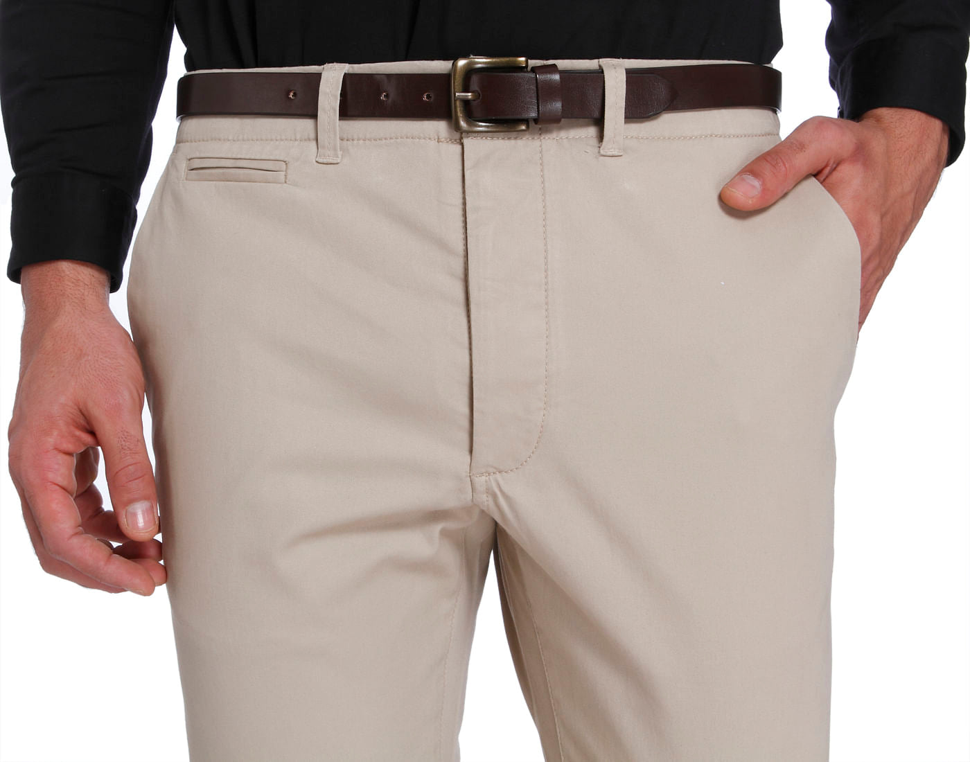 Cream Slim Fit Trousers
