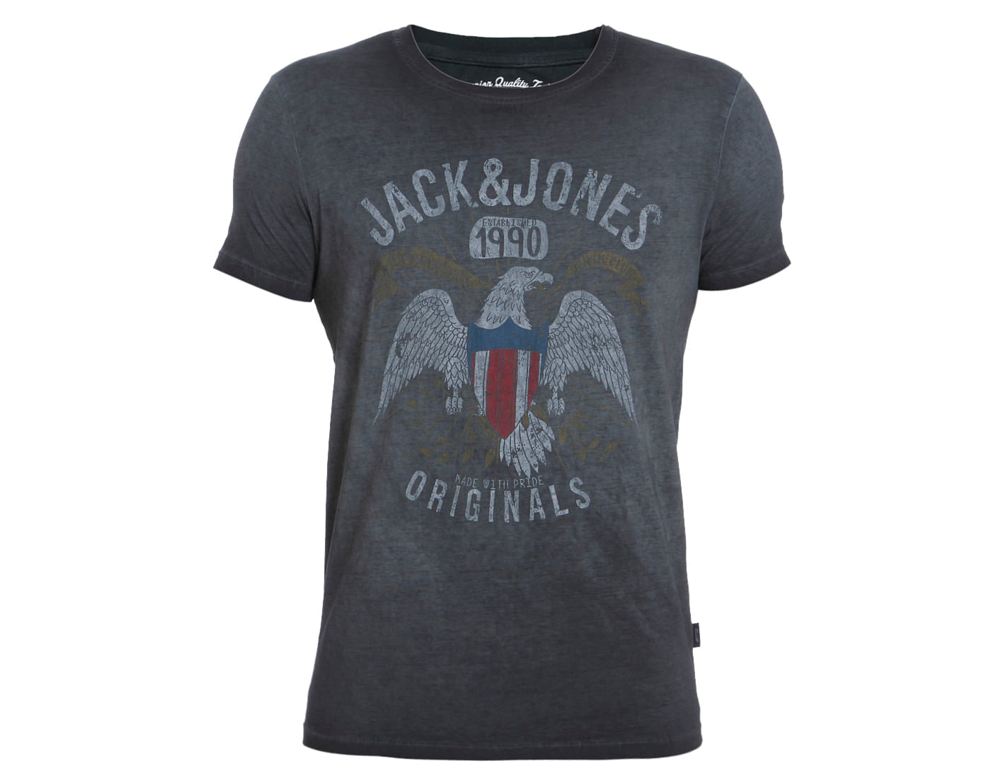 Dark Grey Eagle Print Crew Neck T-Shirt