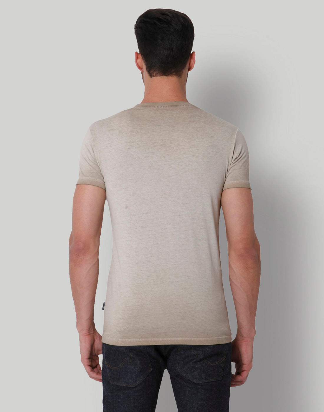 Beige Motorcycle Print Crew Neck T-Shirt