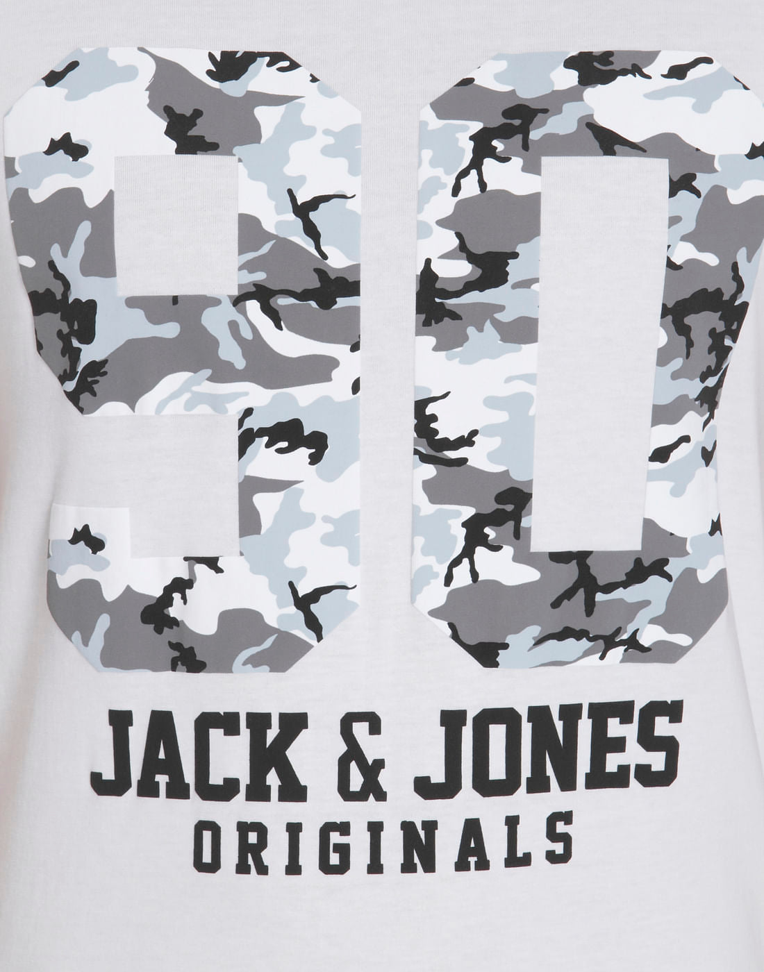 White Camo Graphic Print Crew Neck T-Shirt