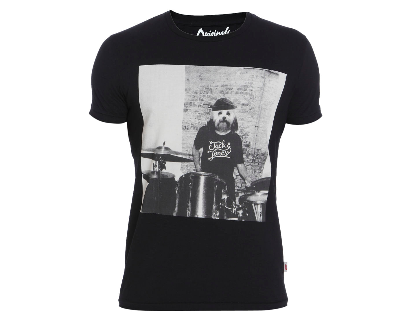 Black Dog Print Crew Neck T-Shirt