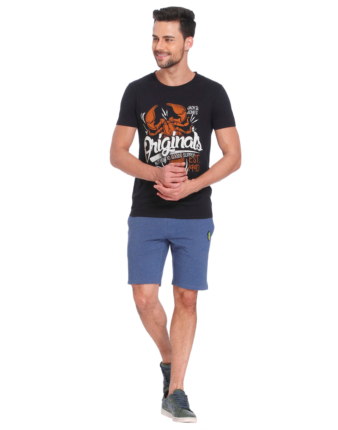 Black Scorpion Print Crew Neck T-Shirt