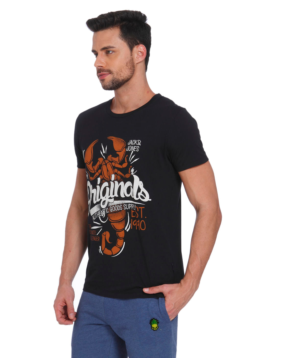 Black Scorpion Print Crew Neck T-Shirt