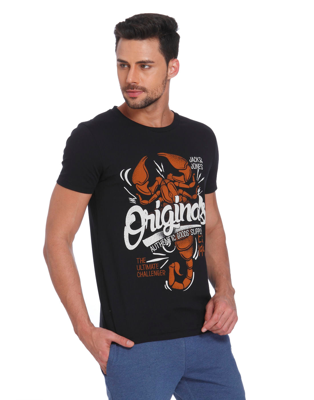 Black Scorpion Print Crew Neck T-Shirt