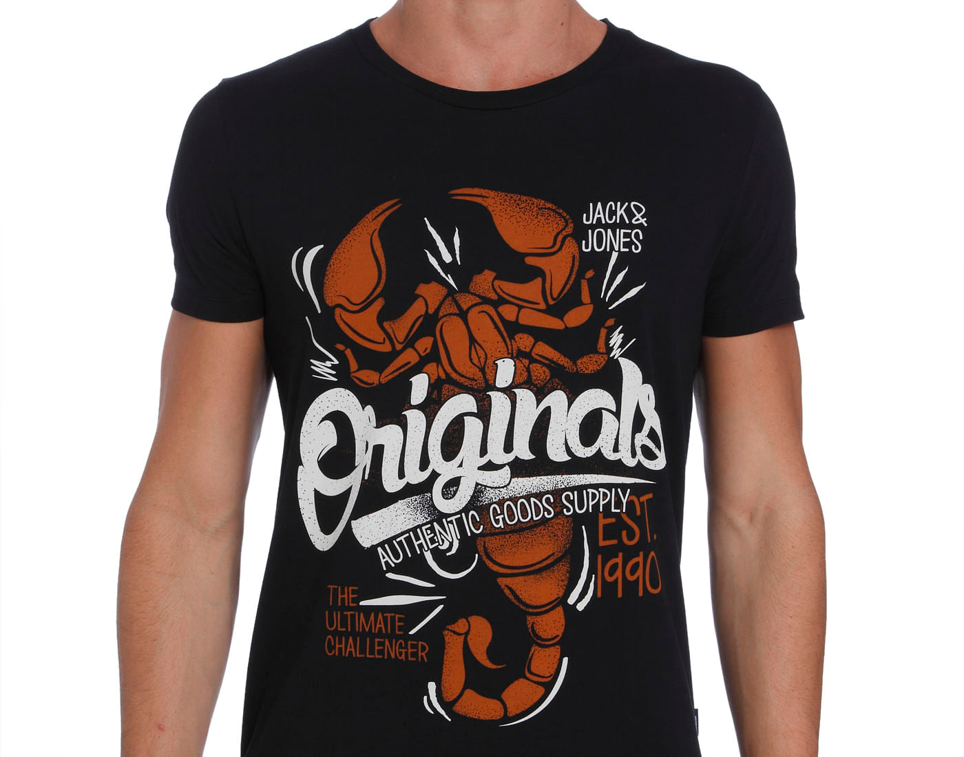Black Scorpion Print Crew Neck T-Shirt