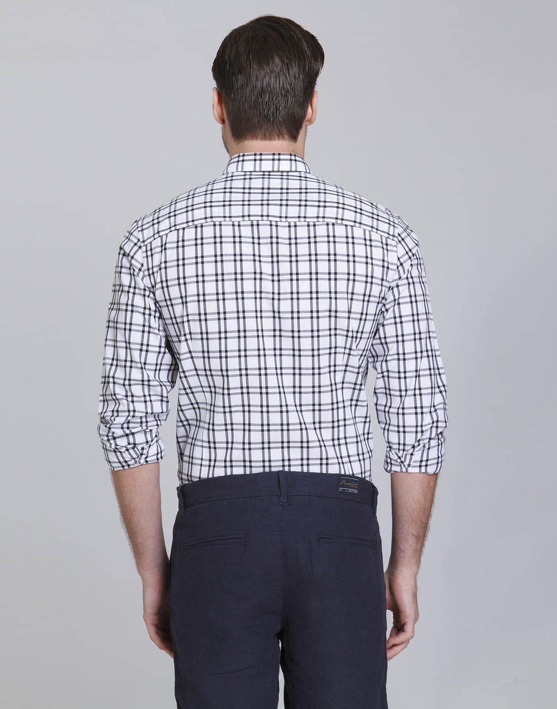 White & Black Check Slim Fit Shirt