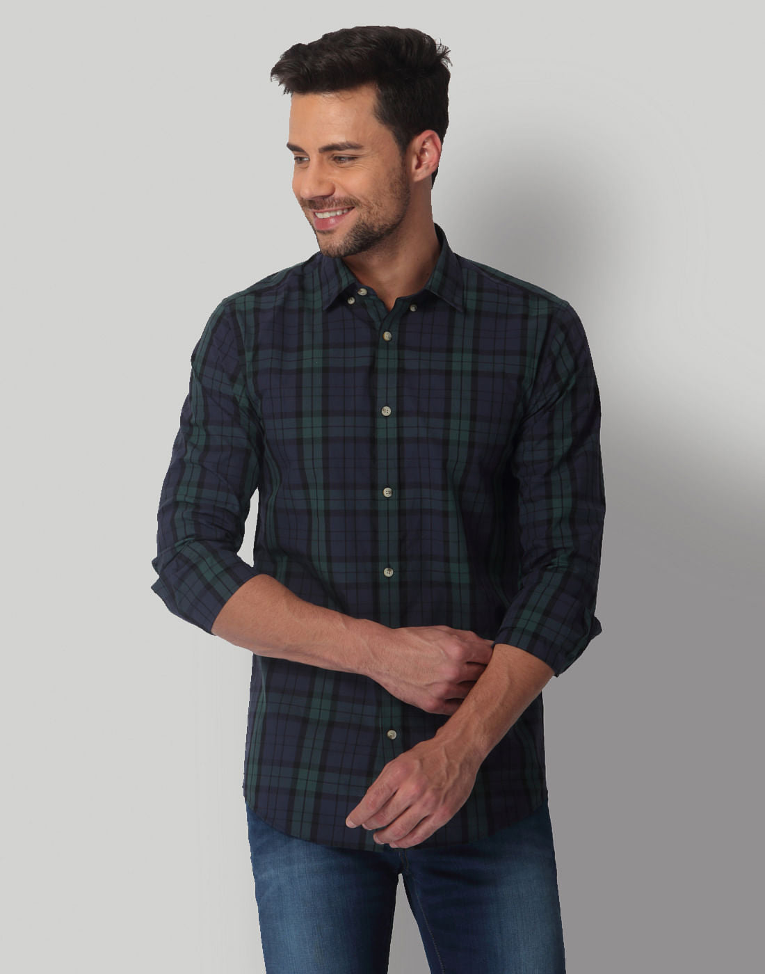 Blue Check Slim Fit Shirt - S