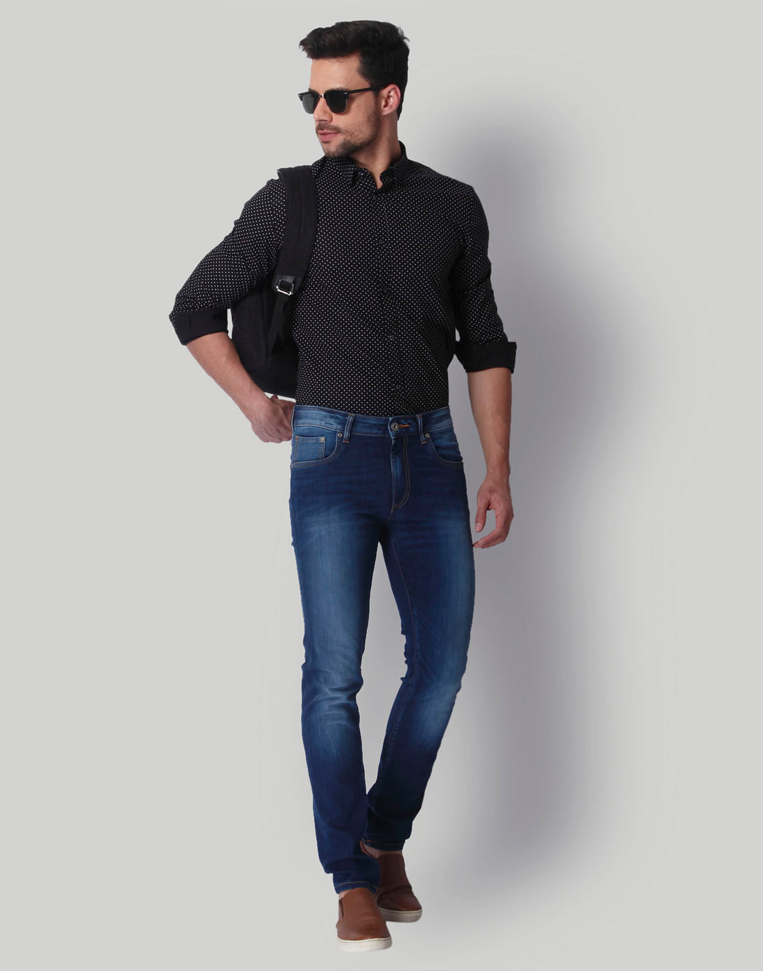 Black Dotted Slim Fit Shirt