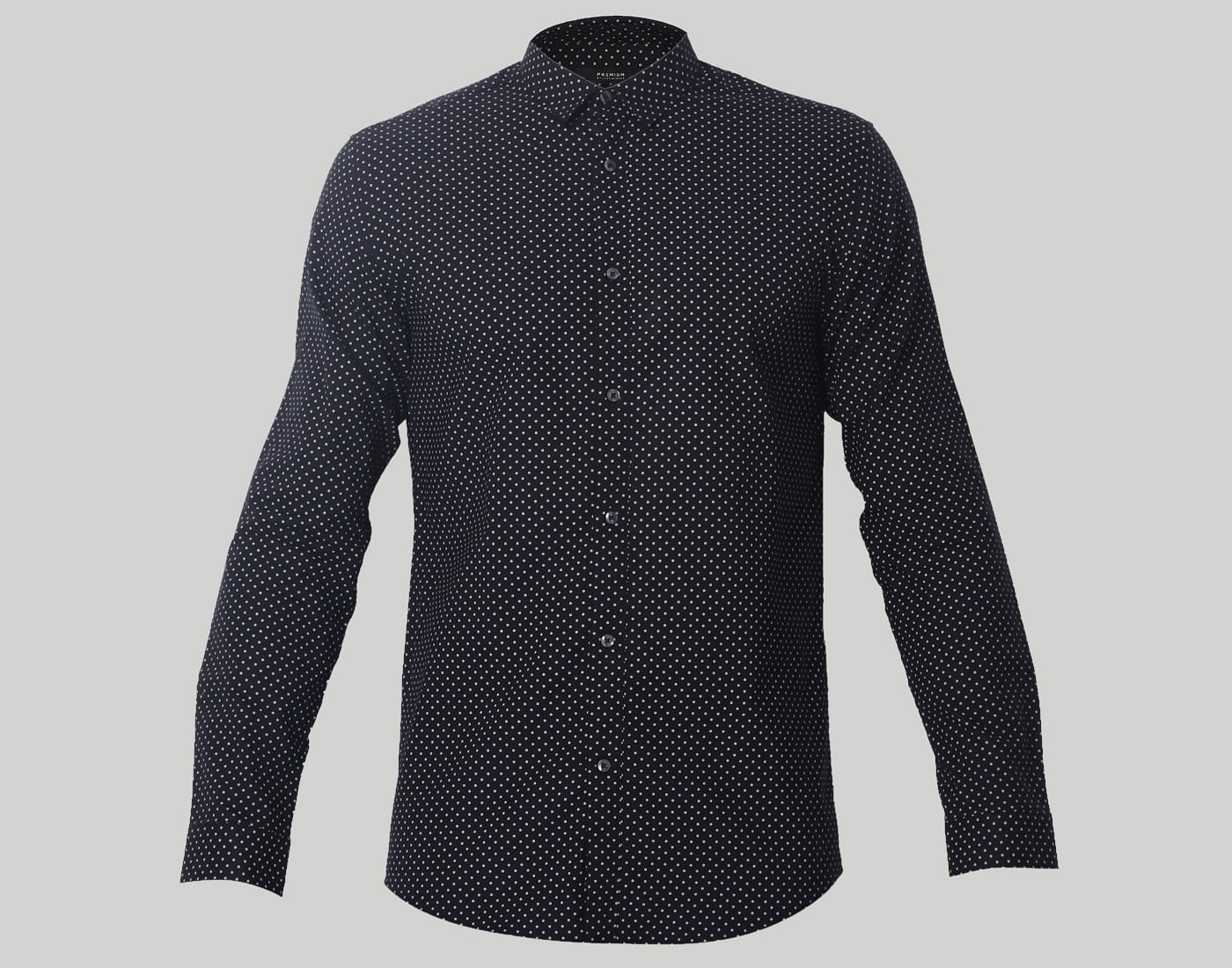 Black Dotted Slim Fit Shirt