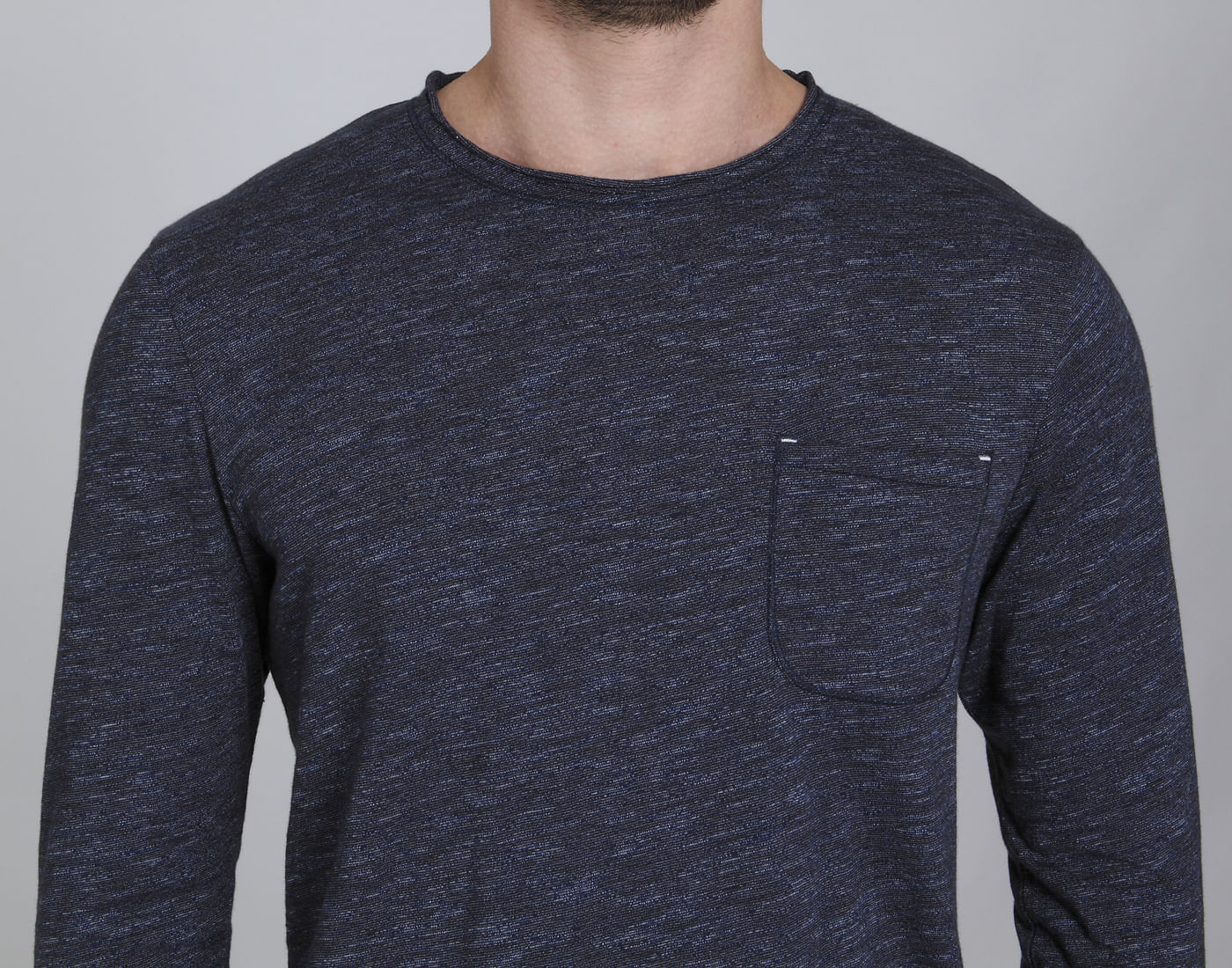 Blue Front Pocket Crew Neck T-Shirt