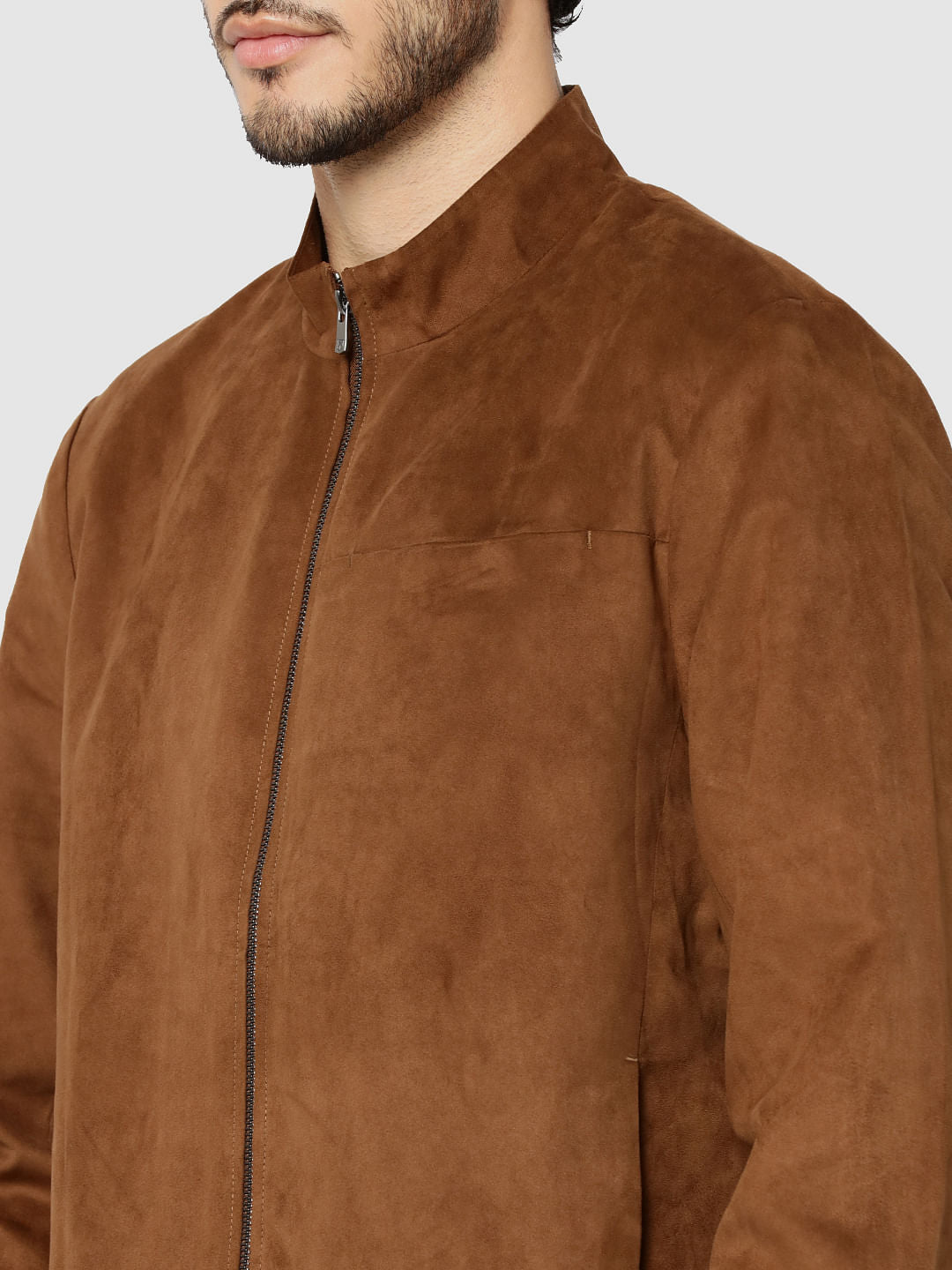 Brown Suede Bomber Jacket