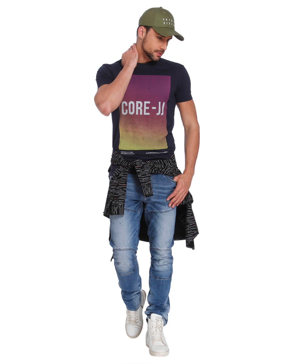 Blue Graphic Print Crew Neck T-Shirt