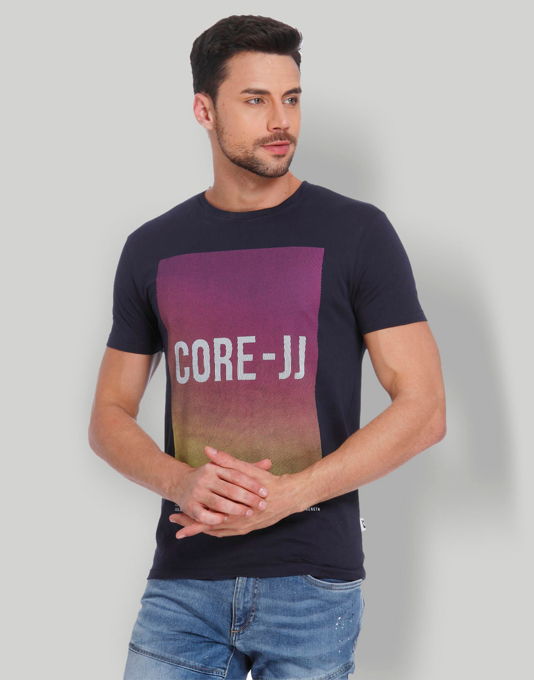 Blue Graphic Print Crew Neck T-Shirt