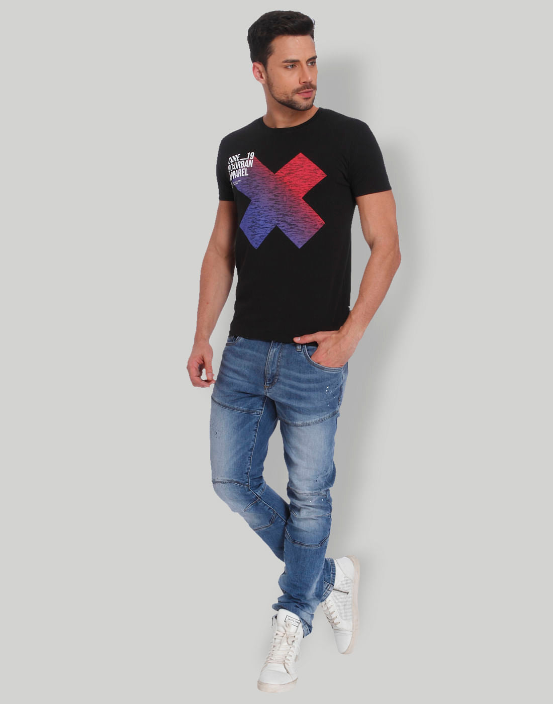 Black Color Graphic Crew Neck T-Shirt